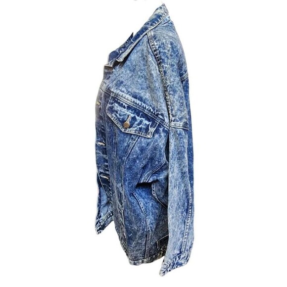 WHIPP Acid Wash Denim Jacket Size Medium Retro Look Oversized Heavy - Picture 5 of 13